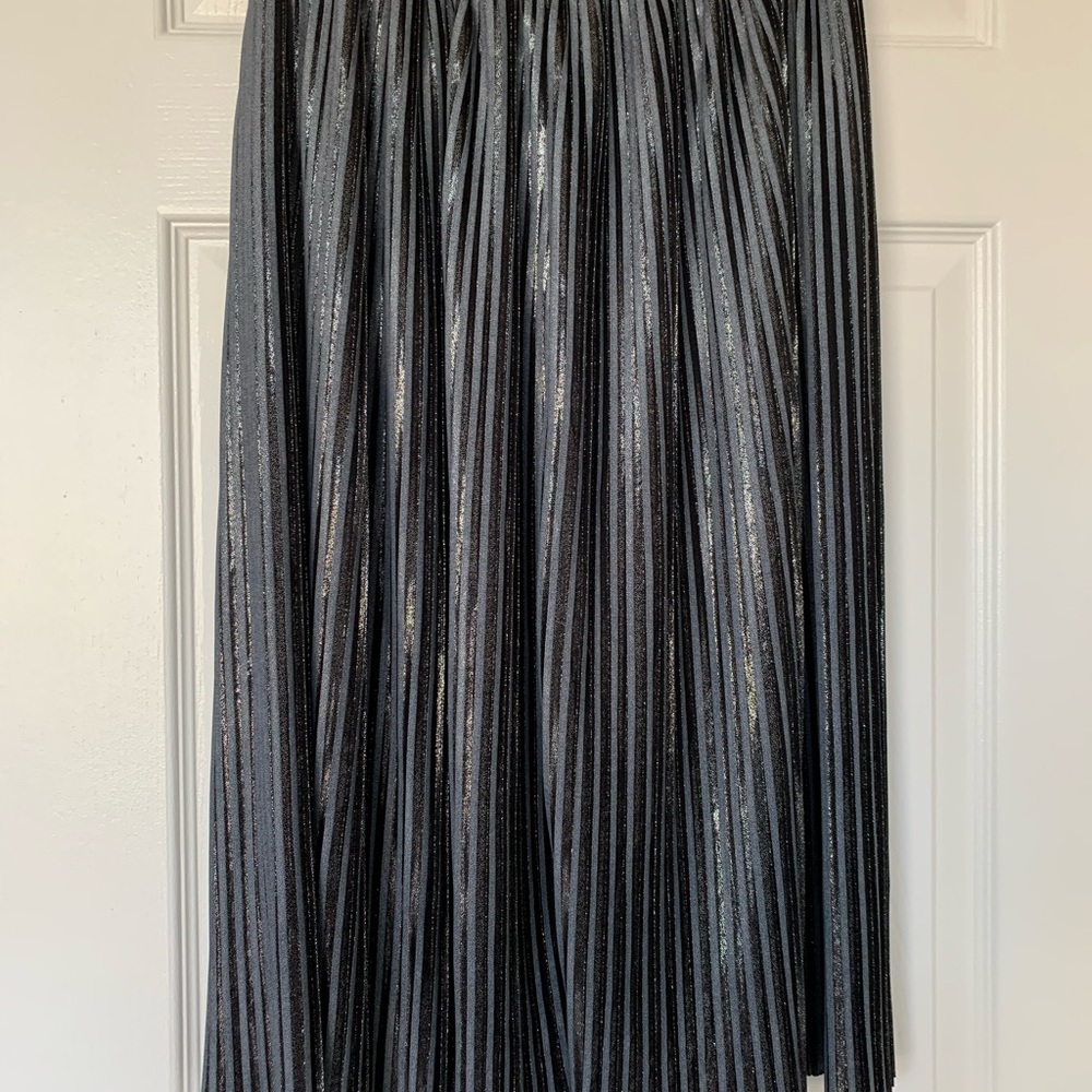 Zara Metallic Pleated Midi Skirt Size Medium
